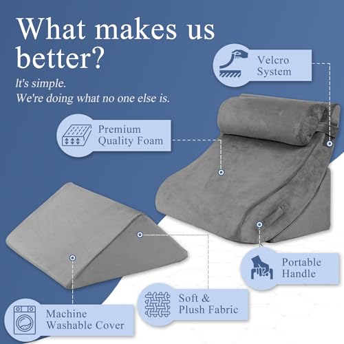 Axelrod 4Pcs Orthopedic Bed Wedge Pillow Set, Post Surgery Foam For Back thumb #1
