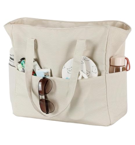 hirTa Cery Hobo Shoulder Bag Laptop Tote Bag for Women and Men, Water Resistant Handbags Crossbody Bags for Travel Work (Khaki White Strap) 1