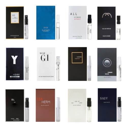 Vrears 12 Piece Mens Cologne Samples Sets Discovery Perfume Sampler Set for Men Designer Cologne Samples Set Travel Friendly Men's Fragrance Perfume Sampler Vials Collection