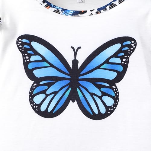 Image of Girl 2pcs set with ruffle sleeves top flared pants spring summer short sleeves 4-12Y