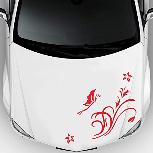 Image of Car Body Decals Carved Hollow Flower Butterfly Decorative Stickers Anti-Scratch for Cars, Vans, SUVs, Trucks,Set of 3 pcs (Red)