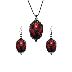 B6:Red Bat Earrings Necklace