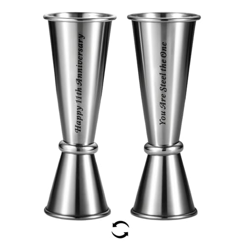 Steel Gifts for 11th Anniversary 11 Anniversary Steel Jigger Gifts for Men Women 11 Anniver-Sary Wedding Gift for Him Her Cocktail Jigger for Husband Boyfriend Valentine Day Gift for Men Women 1 2 Oz