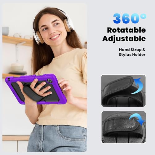 Coque antichoc Lenovo Tab 10.1 rotative avec béquille et sangle d'épaule violette - 6