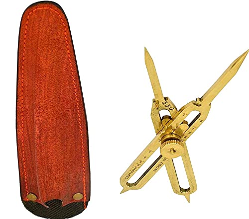 6 Inches Nautical Golden Divider Proportional Solid Brass Navigation with Leather case - Nautical Divider Gift Handmade Materials: Brass and Leather