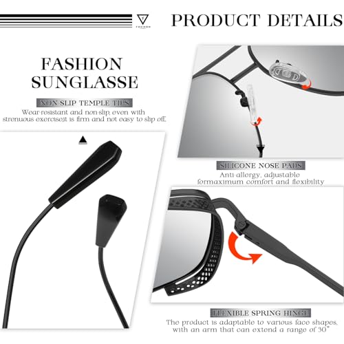 SIPLION Foxdon Polarized Driving Sunglasses Mens - Metal Frame Retro Square Sunglasse Premium Sun glasses4