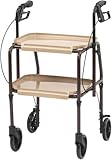Indoor Rollator Height Adjustable Strolley Trolley with Brakes. Easy Removable Trays. Ideal for Transferring Meals, Household Mobility Walker for Elderly.
