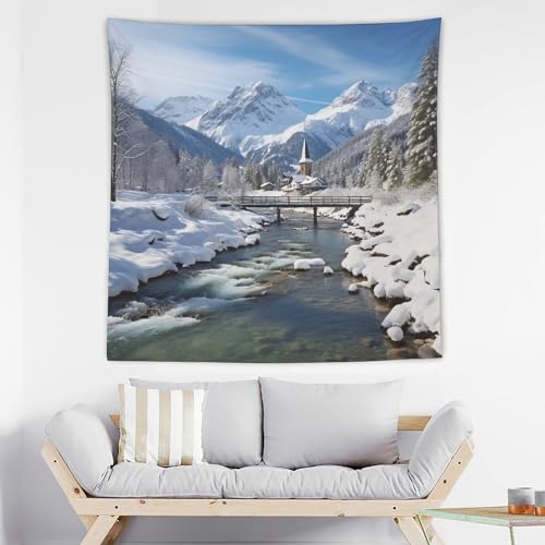 Tapisserie murale esthétique Alpes pour masquer un mur nu facilement