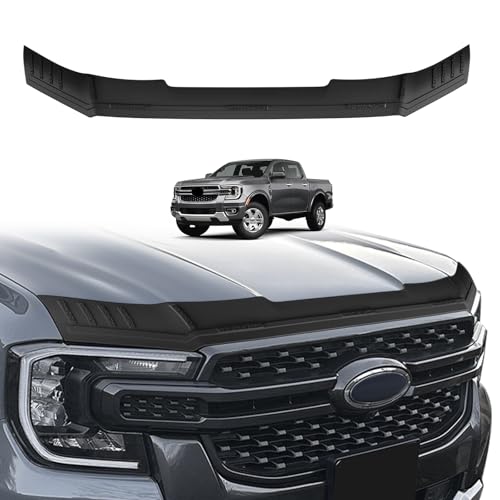 TripleAliners Hood Deflector Protector Compatible with 2024 2025 2026 Ford Ranger Accessories Hood Protector TPE Bug Deflector Shield Replacement
