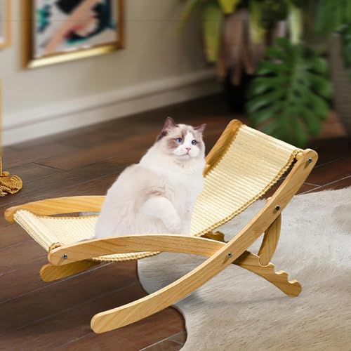 Evita arañazos en sofás con esta silla rascador para gatos de sisal con tumbona regulable 6