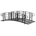 Outsunny 6' Metal Arch Backyard Garden Bridge with 660 lbs. Weight Capacity, Safety Siderails, Vine Motifs, Easy Assembly for Backyard Creek, Stream, Pond, Black