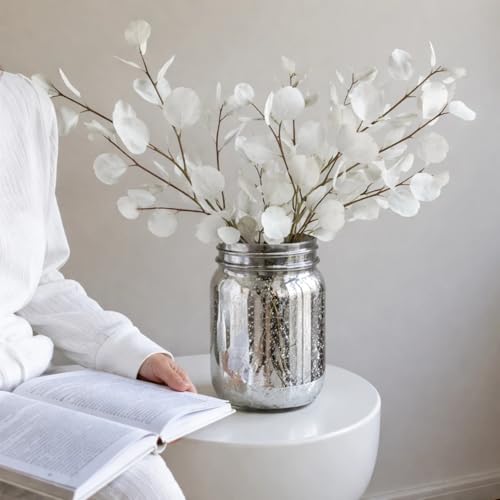 Bocaux Mason en verre argenté avec guirlandes pour déco de table - 5