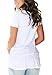 Summer V Neck T Shirts for Women Short Sleeve Loose Fitting Tops with Pocket White M