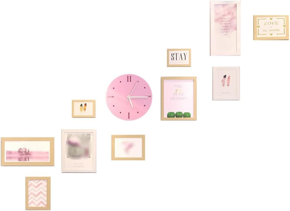 Photo Wall with Clock Living Room Sofa Background Hanging Picture Combination Wall Hanging Picture