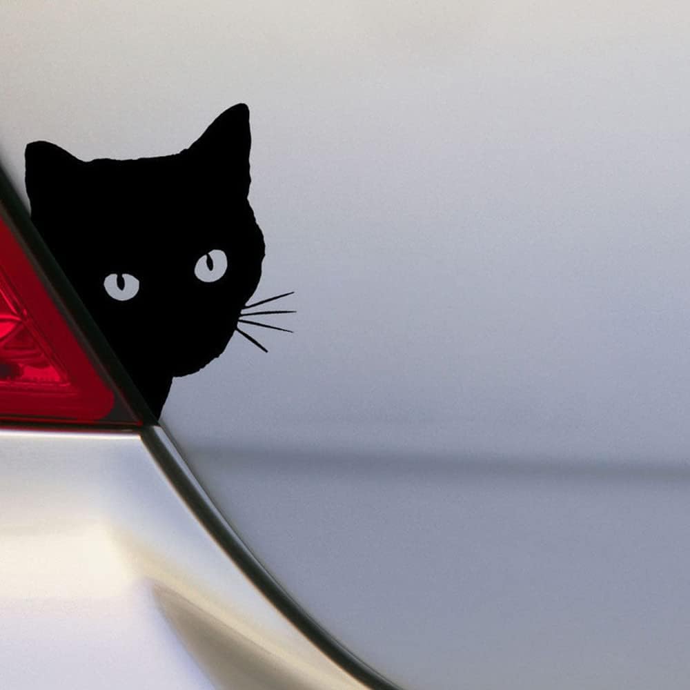 Reflective Cat Sticker (Black), 2 Pcs, Vinyl, Waterproof, for Car, Window, Cartoon, Cat Theme, Peeking Probe, Decorative Decals for Women image 3