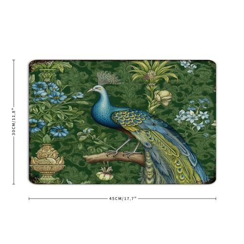 Panneau de Métal pour Buanderie Mur Terne Déco Paon Fleurs Chic - 3