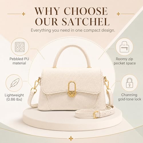 Image of Crossbody Bag for Women Shoulder Handbag PU Leather Satchel Purse with Top Handle Gold Turn Lock Adjustable Strap