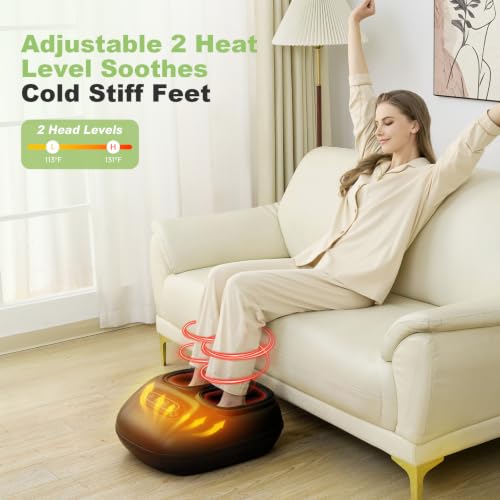 Image of LINGTENG Foot Massager, Heated Foot Massager (Agate Black) | Deep Kneading-Detachable Washable-Home Office Underdesk-Men Women Parent Senior-Birthday Anniversary Christmas Valentine Gift