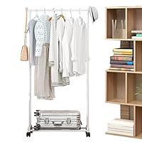 Racks for Clothes, Multi -layer Clothing Holder with Wheels, Multi-Functional Clothes Organizer Rack for Bedroom Laundry Garage Nursery Dorm Closet Commercial Bathroom
