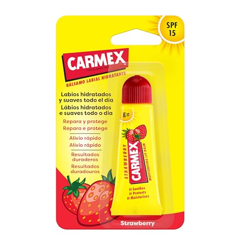 Carmex Bálsamo Labial SPF 15, Tubo Fresa, 10g