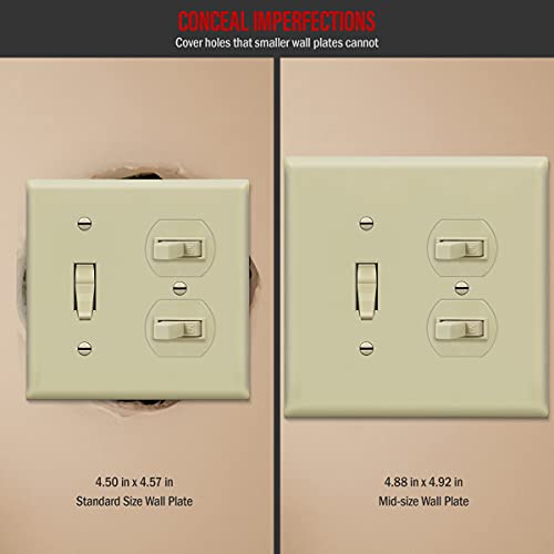 Image of ENERLITES Combination Toggle Light Switch /Duplex Receptacle Outlet Wall Plate, Corrosive Resistant, Midway Size 2-Gang 4.88 inch x 4.92 inch, 881121M-I