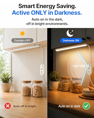 Image of Motion Sensor Dimmable Under Cabinet Lighting, 6000K 12-inch 3 Pack