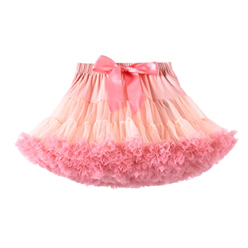 Newborn Photography Props Toddler Tutu Skirt Little Girls Mini Skirtd Kid Tulle Tutu Fluffy Skirts for Birthday Party Baby Girls Cake Smash Photo Shoot Girls Ballet Skirts Peach Pink 8-10 Y
