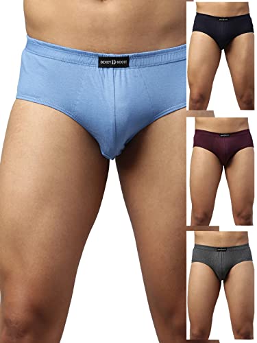 Image of Dixcy Scott Men's 100% Cotton Fabric with Anti Microbial Finish Solid Brief - Vital Brief- Assorted - Print & Color May be Vary (Pack of 4)