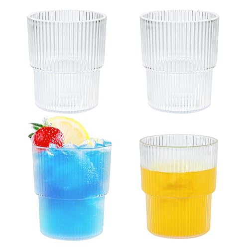 Icesip 12 oz Ribbed Drinking Glasses