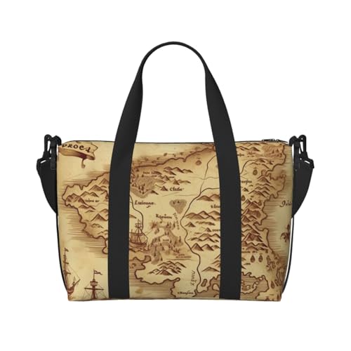 Sac de voyage pour femme au motif de carte au trésor vintage