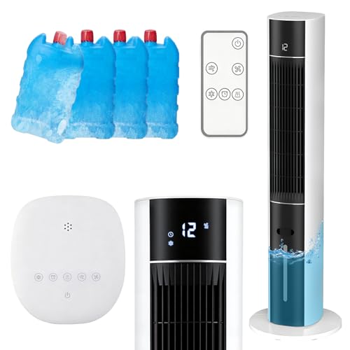 Listado de Ventilador de Torre Walmart los mejores 10. 43 LONGLIV Ventilador de Torre, Enfriador Evaporativo 3 EN 1, Acondicionador de Aire Portátil con Depósito de Agua de 3 Litros, 4 Bolsa de Hielo, 4 Modos, 3 Velocidades, Oscilación...