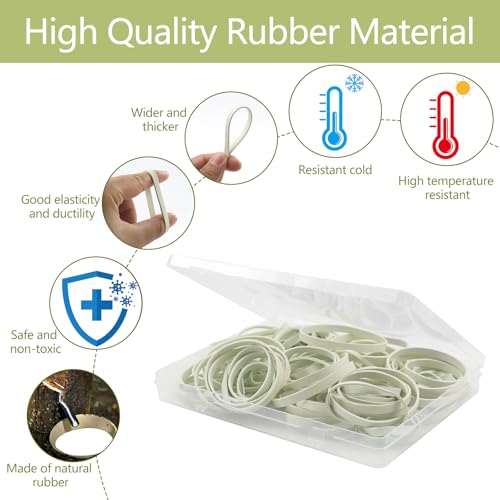 100 Stück Gummibänder Stark, Gummiband Breit, 4 Größen von Taktischen Gummibändern mit Schachtel, Wiederverwendbare Haushalts Gummiringefür Haus, Schule, Büro und Industrie（5/6/8/12CM）