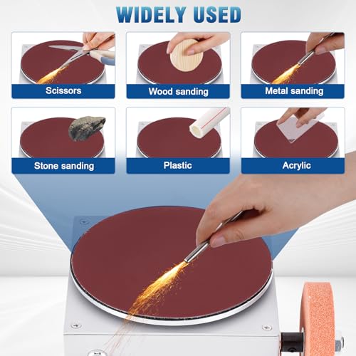 6 Inch Benchtop Disc Sander and 3 Inch Bench Grinder Machine for Wood, Crafts, Scissors Sanding, 6-inch Disc, 3-inch Sanding Wheel, Stepless Speed Control, Dual Motor Control - Image 4