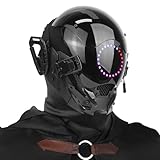 HNCSFW Punk LED Mask with Multicolor Lights, Techwear Helmet for Halloween, Cosplay and Music Festivals