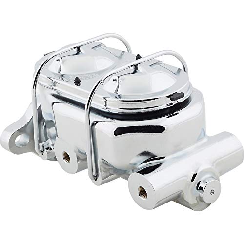 Speedway Motors Chrome Power Brake Master Cylinder with 1” Bore, Dual 3/8-24 IFF Outlets, Compatible with Front Disc/Rear Drum or Select 4-Wheel Disc Systems, Show-Quality Finish