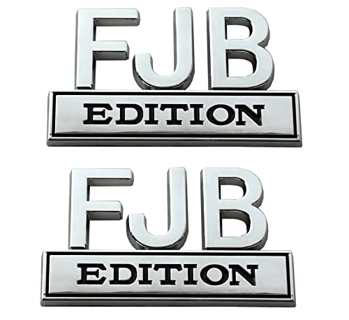 SSDD 2pcs FJB Edition Emblem - Badgeslide The Original FJB Edition Emblem Fender Badge, Car Truck 3D Letter Emblem Badge Sticker Decal (Chrome/Black), CH-FJB-ChBk