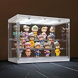 Naconmlet Clear Acrylic Display Case with LED Light – 3-Tier Dustproof Showcase for Action Figures & Collectibles, 11.8"x6.7"x9" Organizer Stand