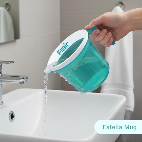 Image of FLAIR Estella Crystal Plastic Bath Mug 1 LTR - Durable, Lightweight & Stylish - Ideal for Daily Use in Bathroom & Kitchen (Green)