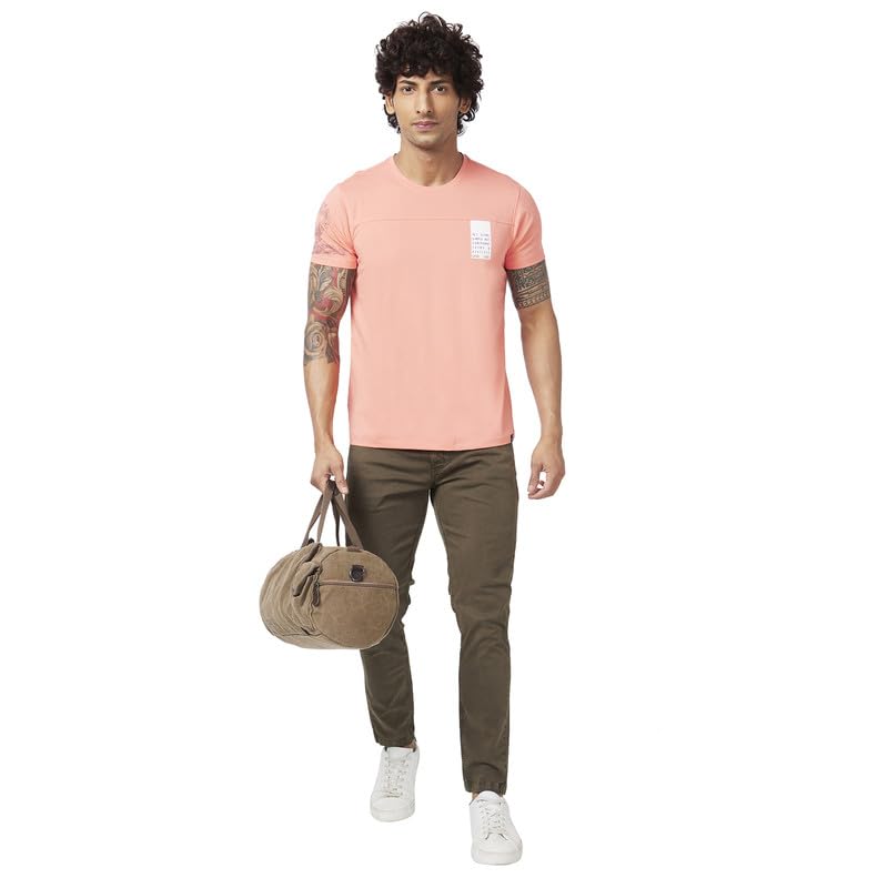 Image of Spykar Men's Slim Fit Round Neck Half Sleeve Solid Casual T-Shirt