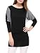 Allegra K Women's Color Block Batwing Sleeves Blouson Tunic Top L Black