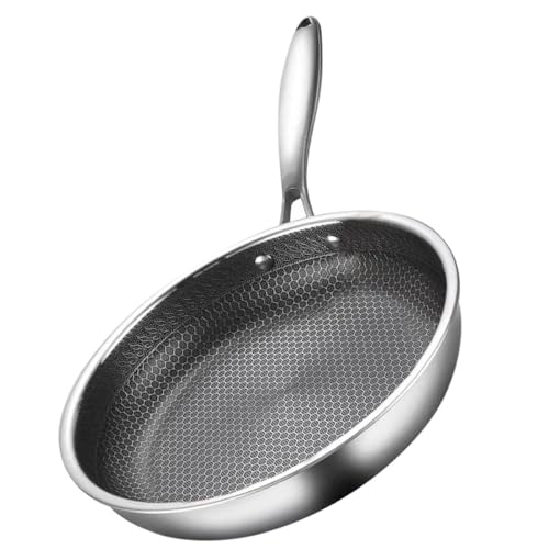 SEWACC Sartén de Acero Inoxidable Diseño de Panal, Apta para Inducción, para Freír y Cocinar Platos Variados en Casa