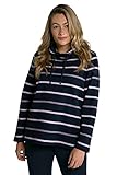 johann popken pullover reine Baumwolle Ulla Popken Damen sweatshirt, strepen, klassiek, opstaande kraag, band, lange mouwen Outerspace, 58 Große Größen EU