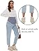 POSHGLAM Women's Maternity Jeans Over Belly Comfy Stretch Boyfriend Jeans Raw Hem Pants(Light Blue 26'', Large)
