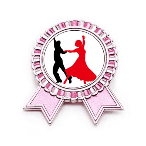 Broche duo de danse en métal rose aux finitions artistiques