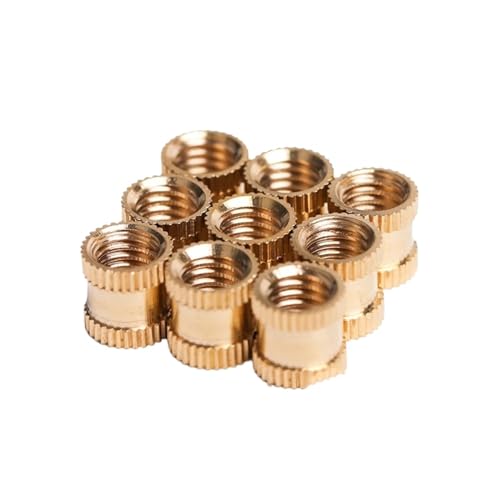 真鍮ねじ込みインサート 刻み目付きナット、 真鍮ホットメルトナット M1.0-M10 6〜100個入りパック(Length 8mm,M2.5(OD 3.5mm)100Pcs)