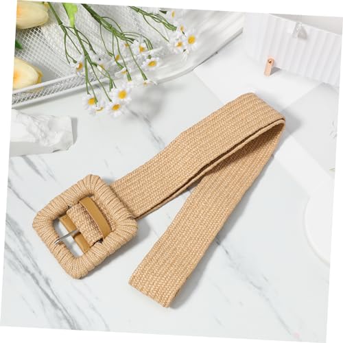 VALICLUD Elegant Elastic Straw Belt Wide Belt Boho Pattern Dress and Trousers Waist4