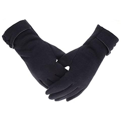 Tomily Womens Touch Screen Phone Fleece Windproof Gloves Winter Warm Wear (Black) Cover