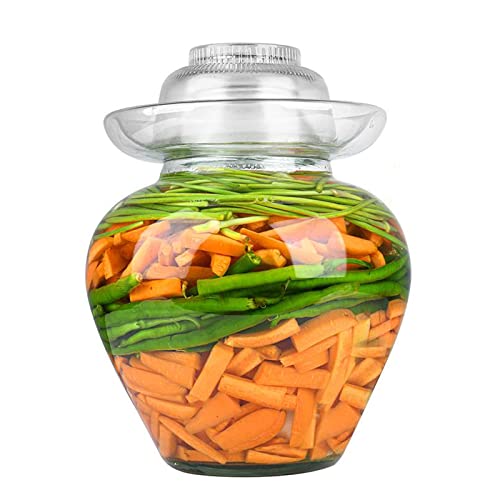 BIASTNR Bocal à cornichons en verre avec couvercle, kit de fermentation de grande capacité de 2,5 l avec joint à eau, couvercle à verrouillage d'air, pot de fermentation épais pour marinage Kimchi