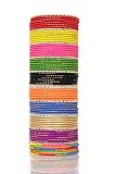 SANARA Indian Bollywood Multi color Plain bangle box for women & Girls wedding wear 72 Pcs bangles B