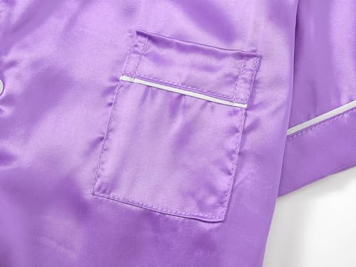 Topgal Satin Pajamas for Girls – Coat Style Silky Button Down PJ Set Size 6-163